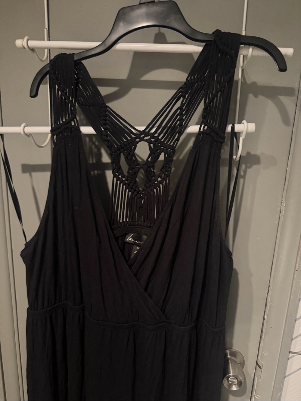 Lane Bryant Black Maxi Dress with Macramé Racerback